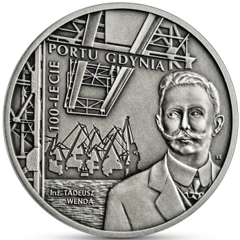 Rewers monety 20-złotowej w temacie „100-lecie Portu Gdynia”